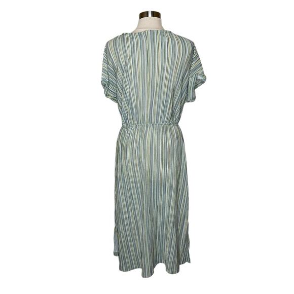 Ichi Striped Jersey Midi Dress with Elastic Waist Side Slit Women’s Size Medium - Picture 4 of 13